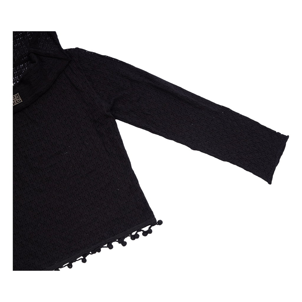 Knit Hoodie Top – Black