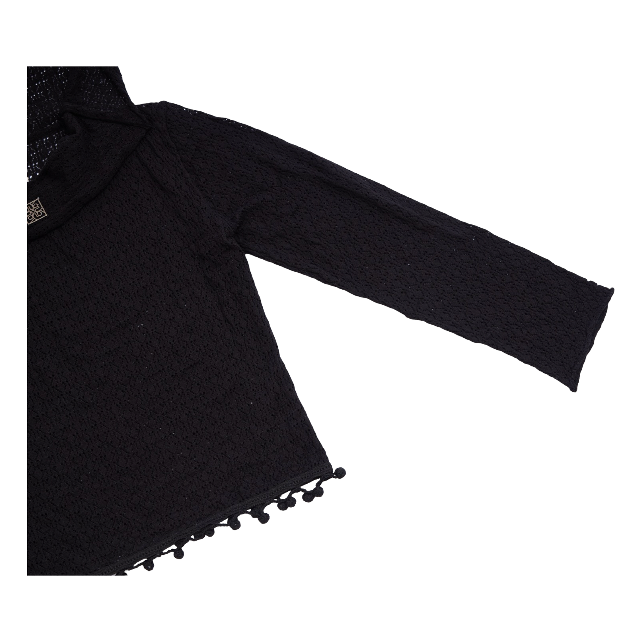 Knit Hoodie Top – Black