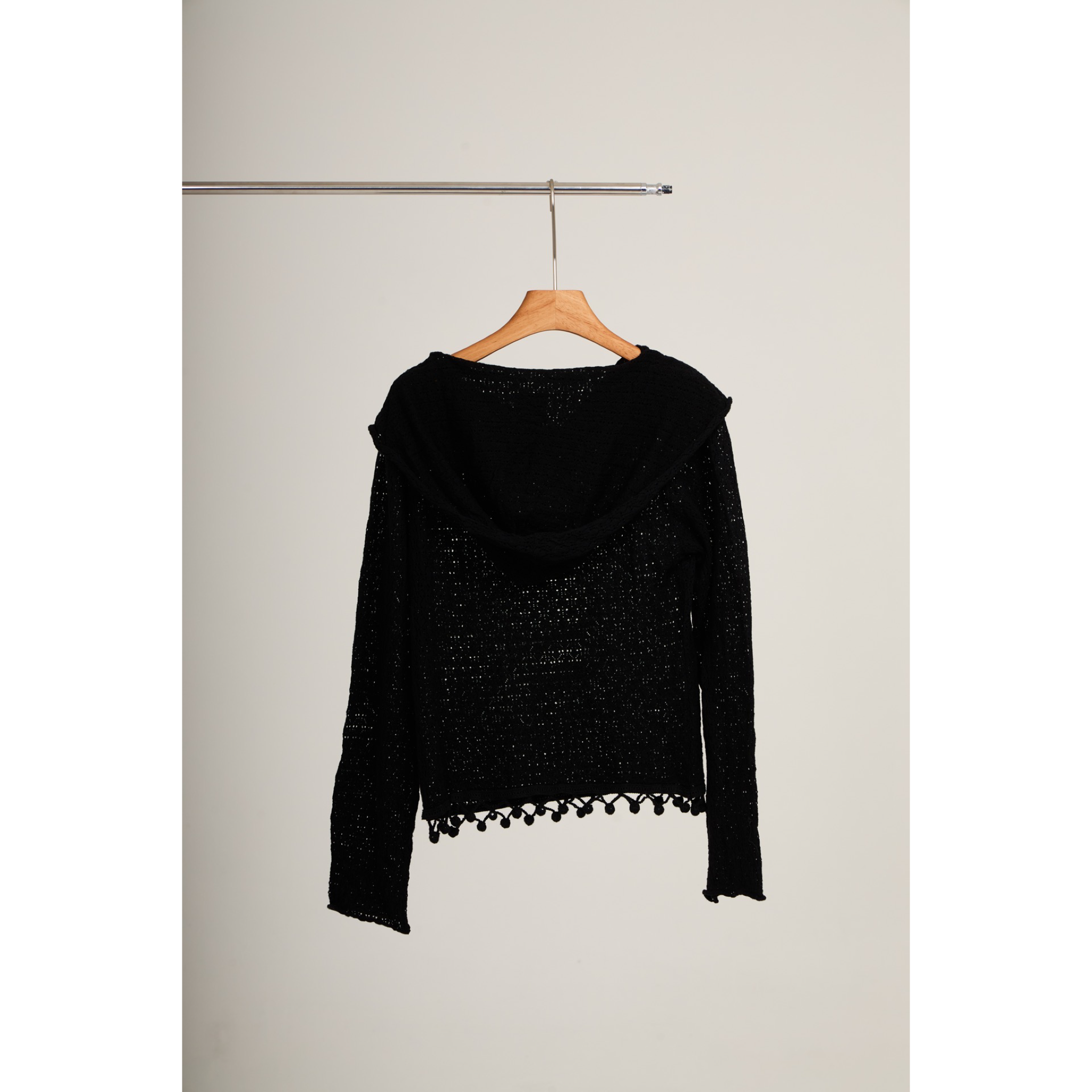 Knit Hoodie Top – Black