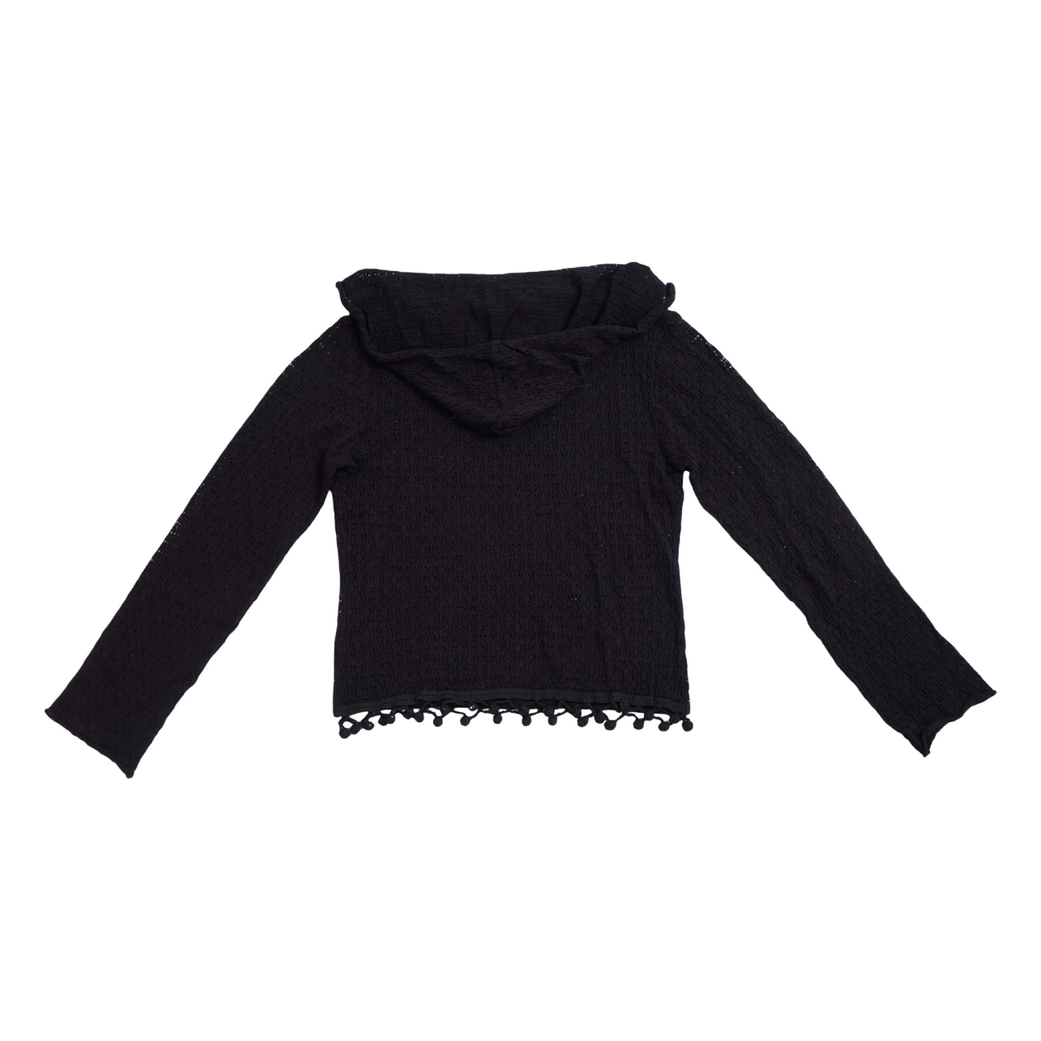 Knit Hoodie Top – Black
