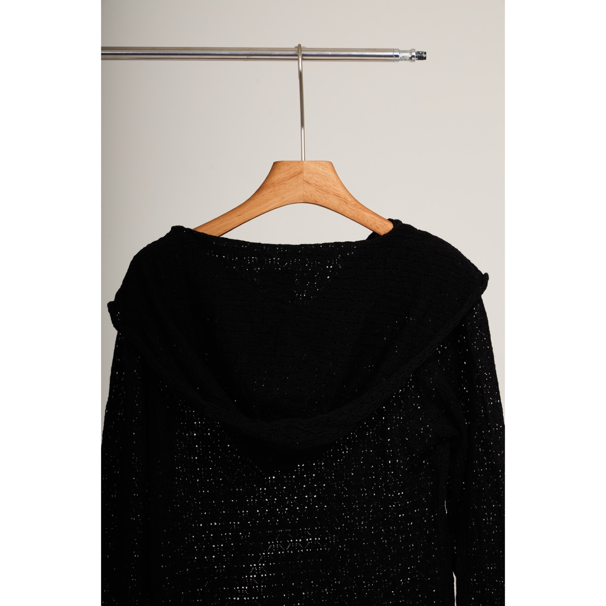 Knit Hoodie Top – Black