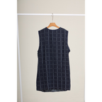 Asymmetric Check Denim Mini Dress – Navy