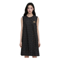 Asymmetric Check Denim Mini Dress – Black