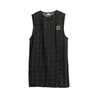 Asymmetric Check Denim Mini Dress – Black