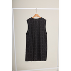 Asymmetric Check Denim Mini Dress – Black