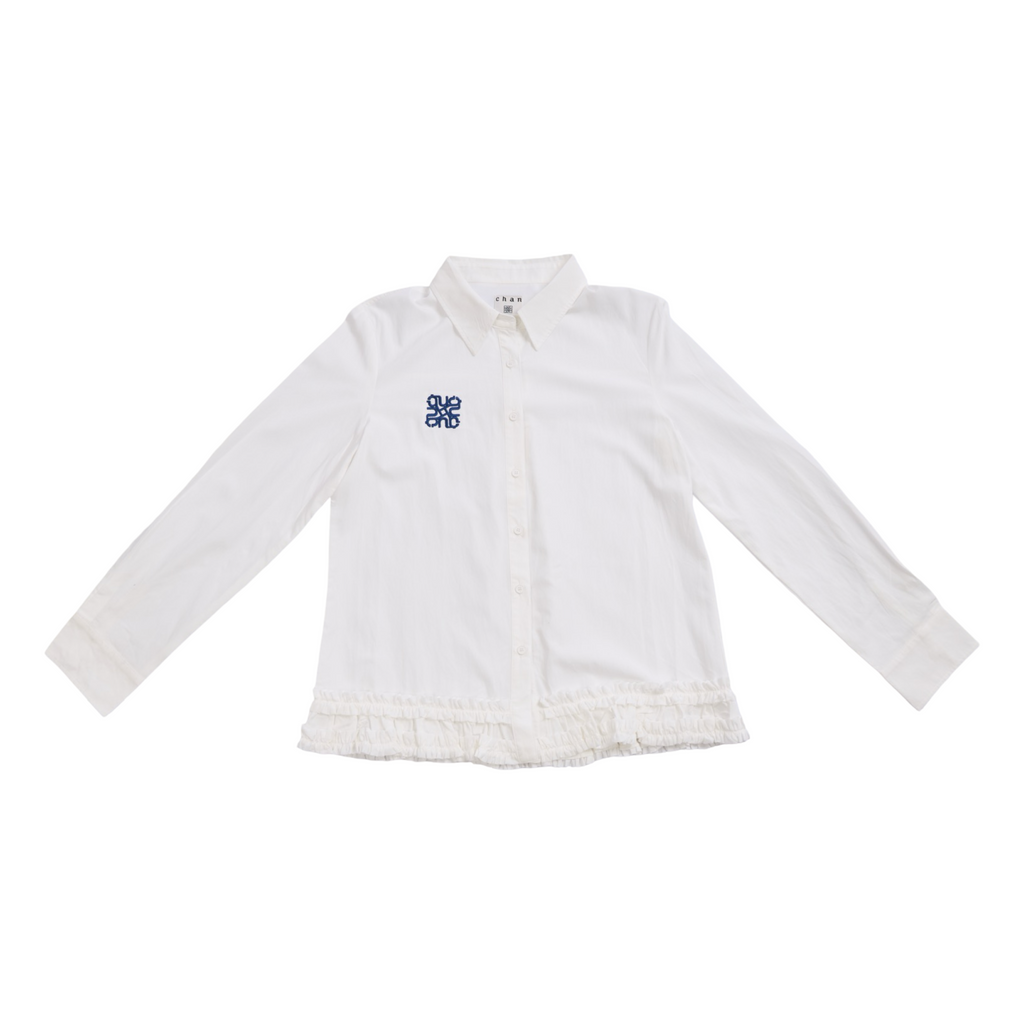 Ruffle Hem Shirt – White