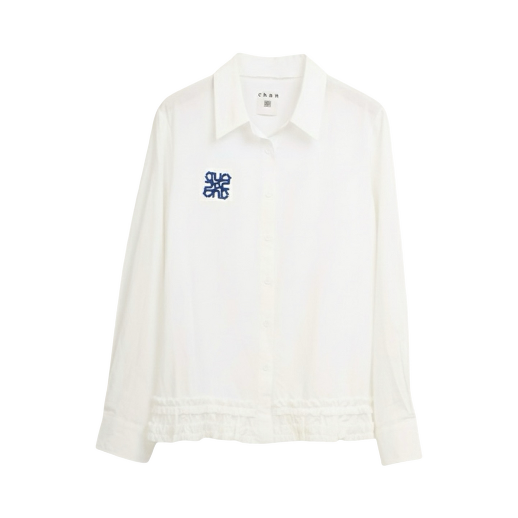 Ruffle Hem Shirt – White