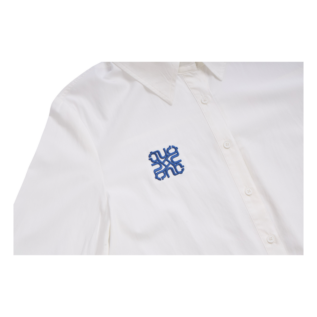 Ruffle Hem Shirt – White