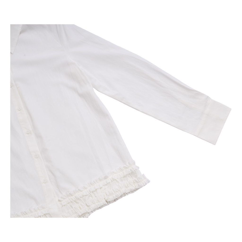 Ruffle Hem Shirt – White