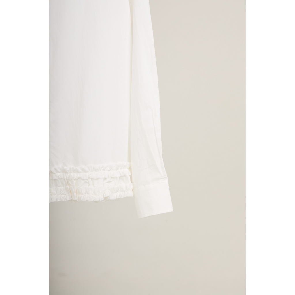 Ruffle Hem Shirt – White