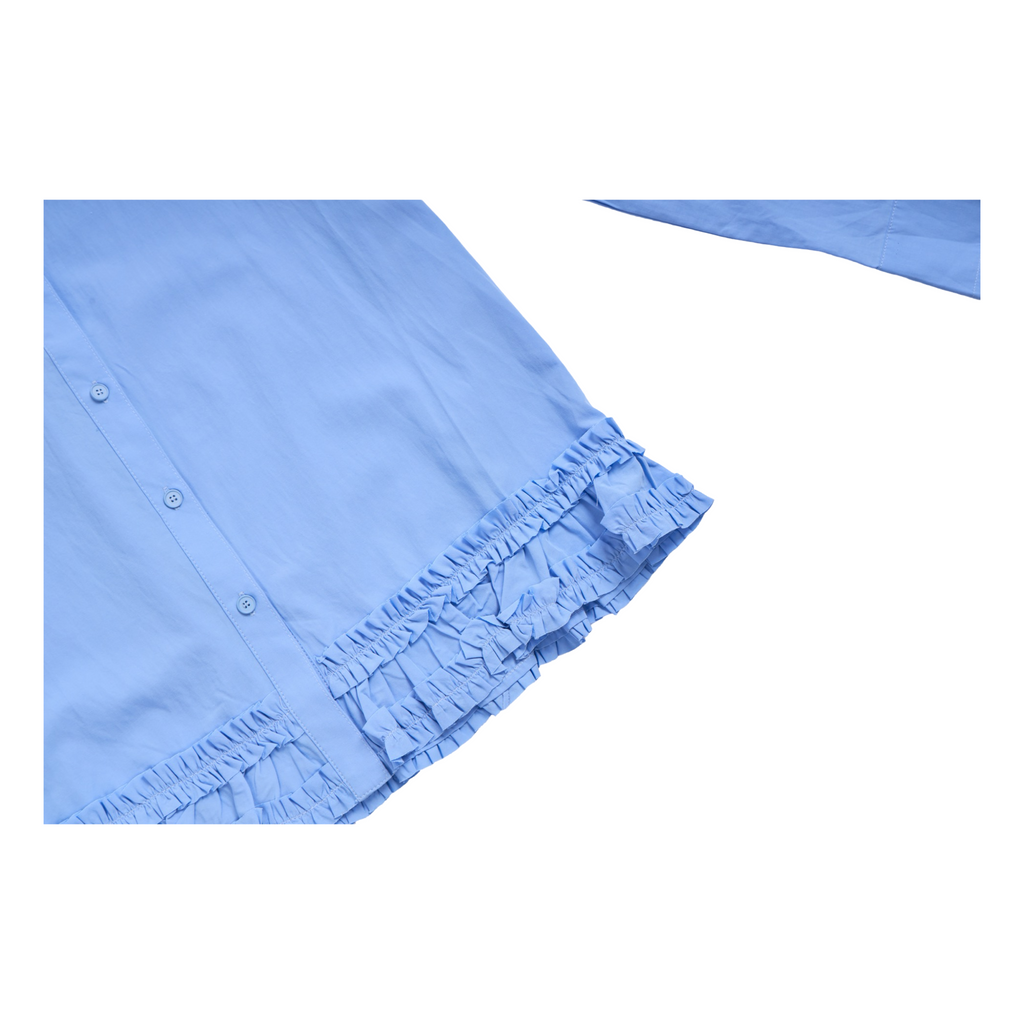 Ruffle Hem Shirt – Blue