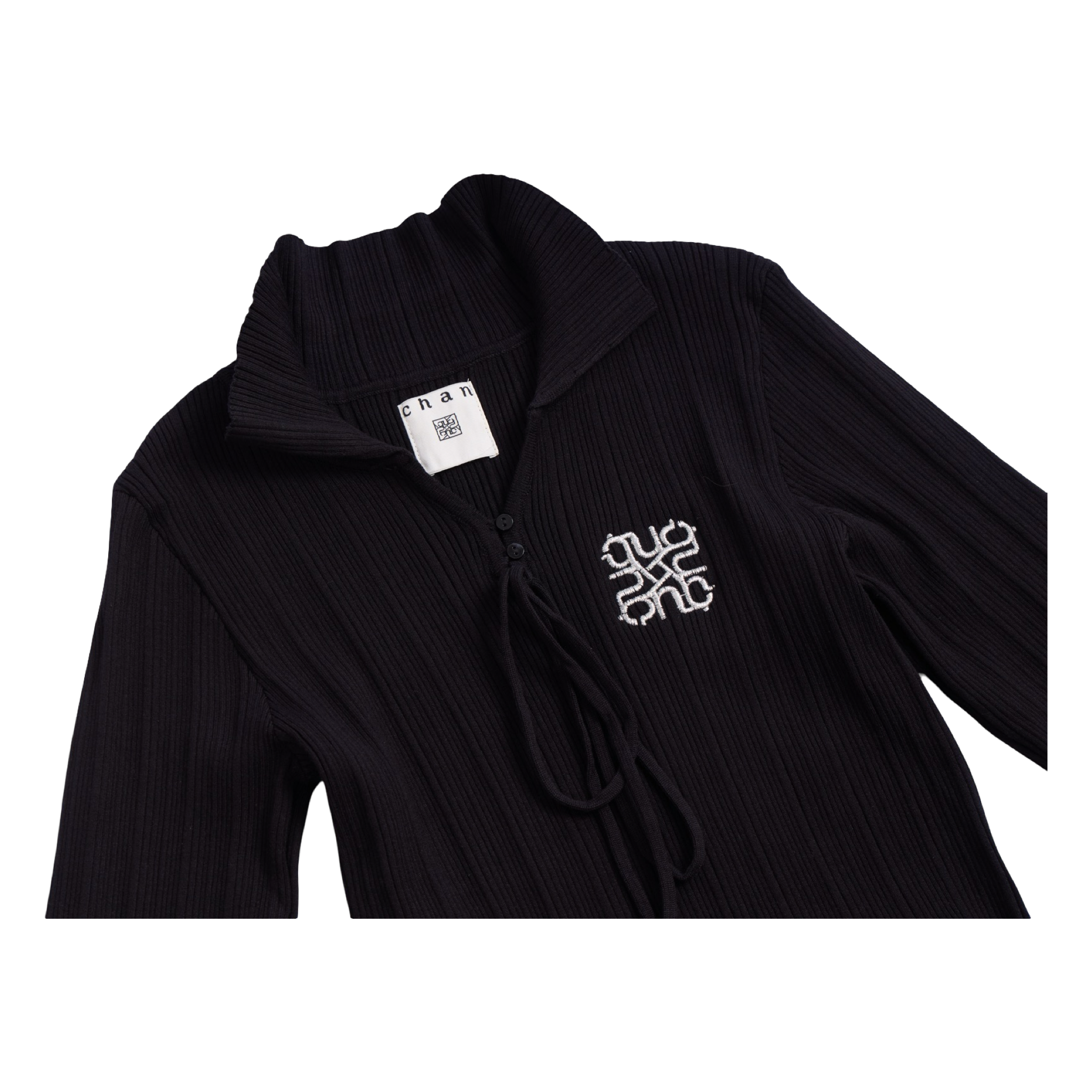 Ribbed Knit Polo Dress – Charcoal