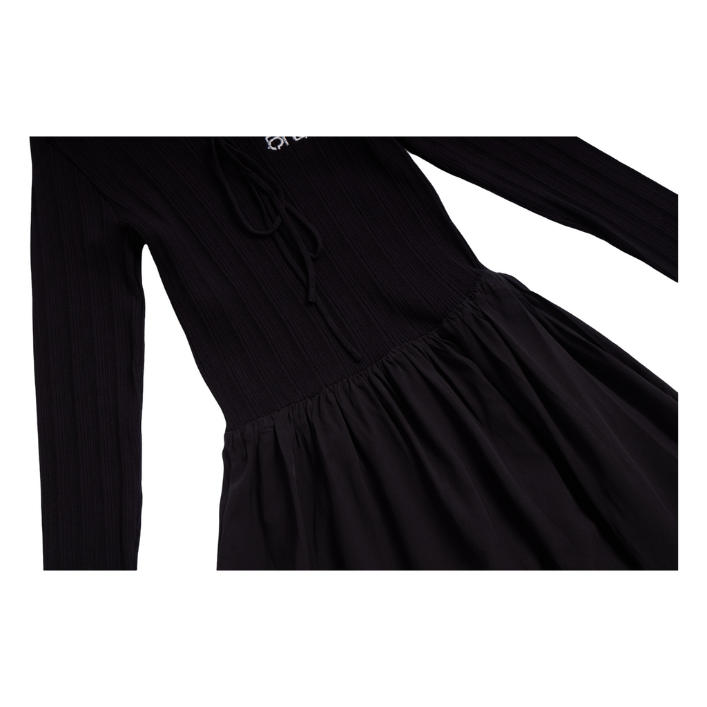 Ribbed Knit Polo Dress – Charcoal