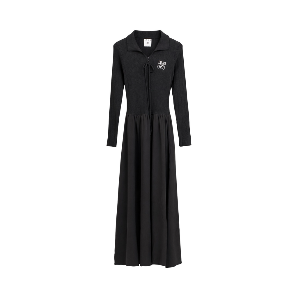 Ribbed Knit Polo Dress – Ash