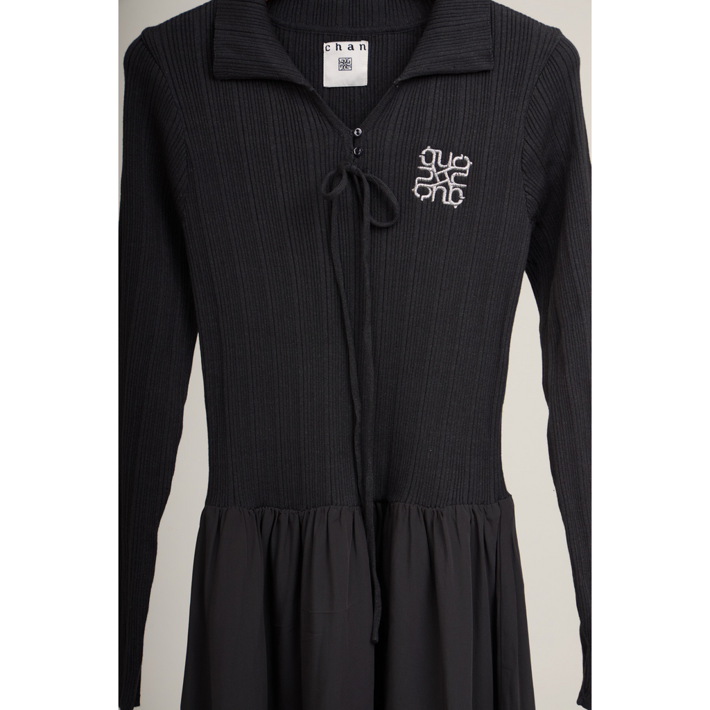 Ribbed Knit Polo Dress – Ash