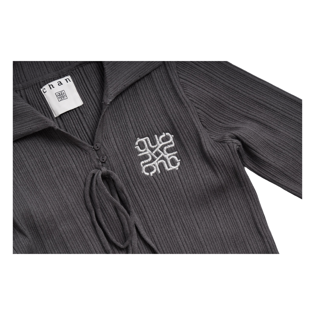 Ribbed Knit Polo Dress – Ash