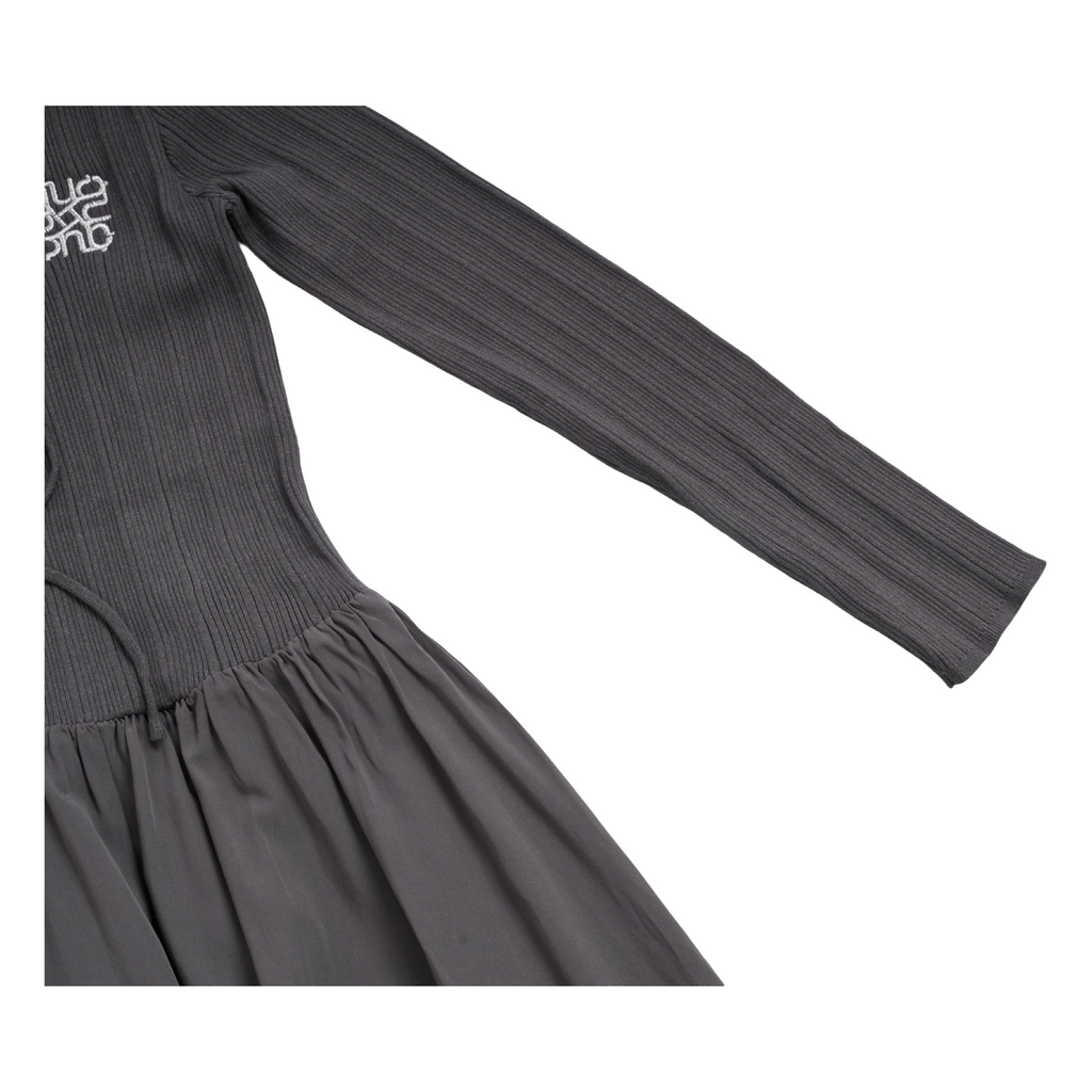 Ribbed Knit Polo Dress – Ash