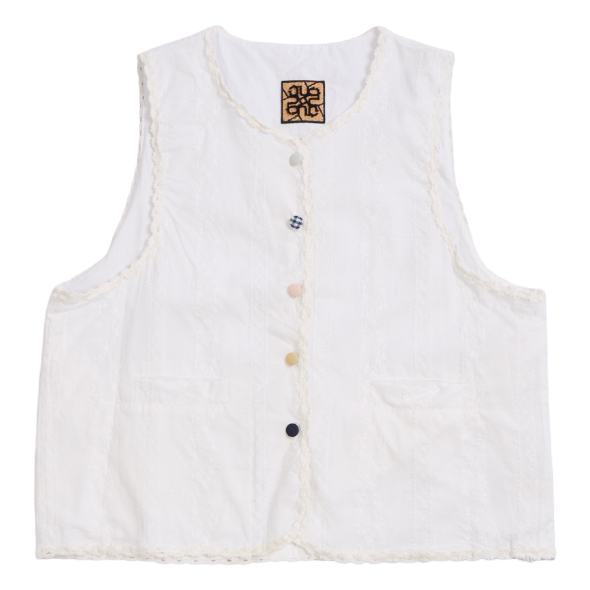 Striped Jacquard Vest – White
