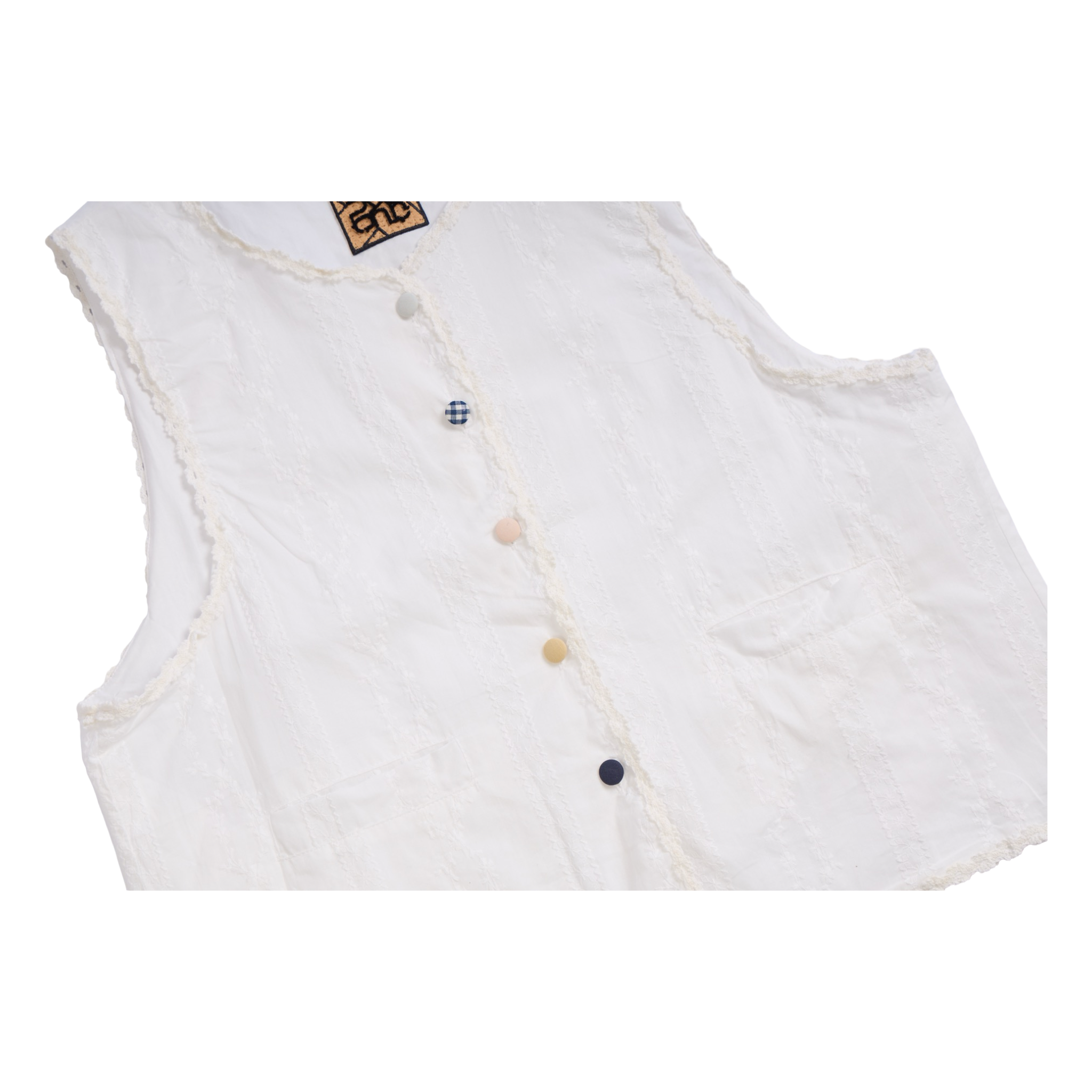 Striped Jacquard Vest – White