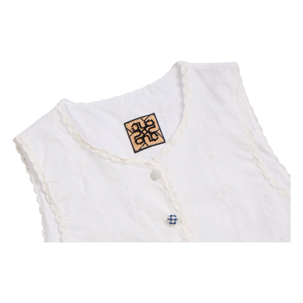 Striped Jacquard Vest – White