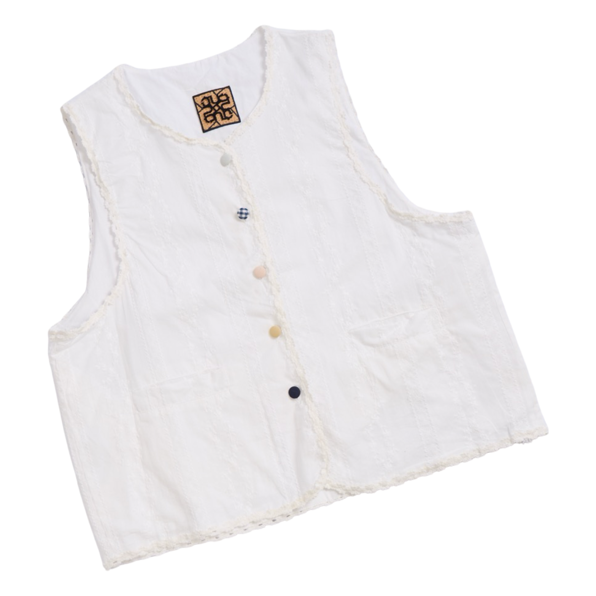 Striped Jacquard Vest – White