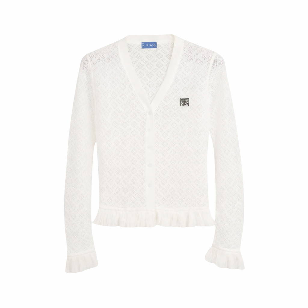 Mesh Knit Cardigan – White
