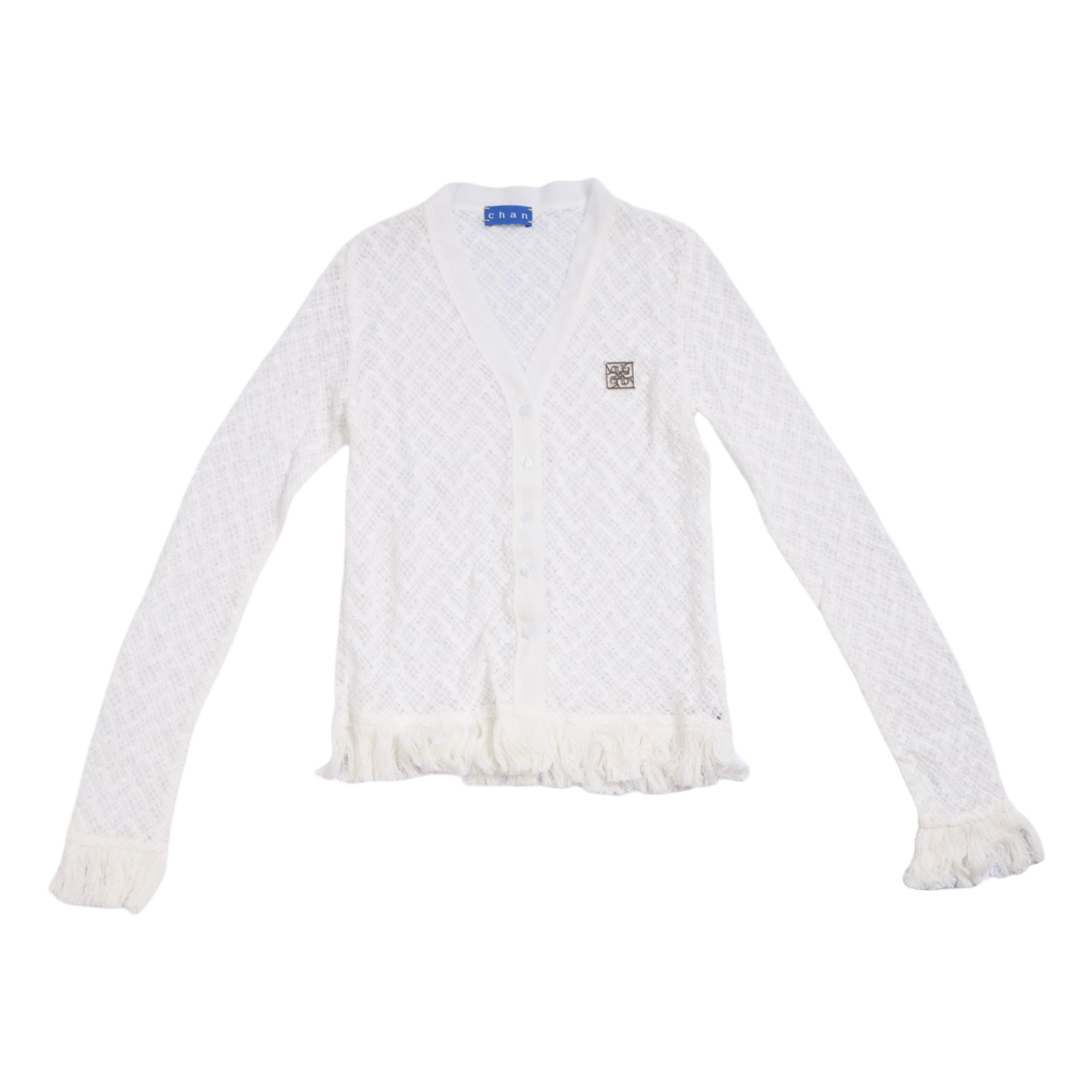 Mesh Knit Cardigan – White