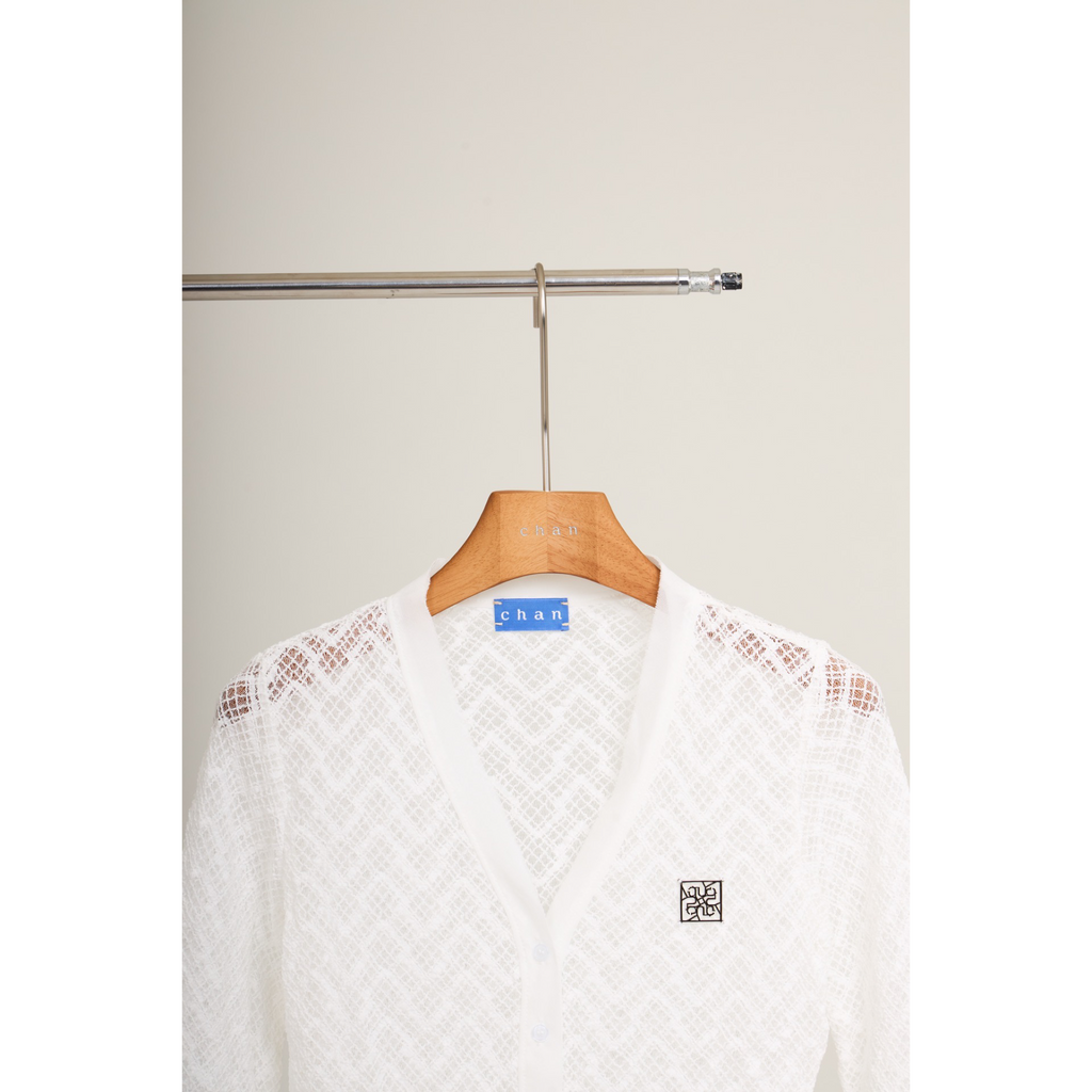Mesh Knit Cardigan – White