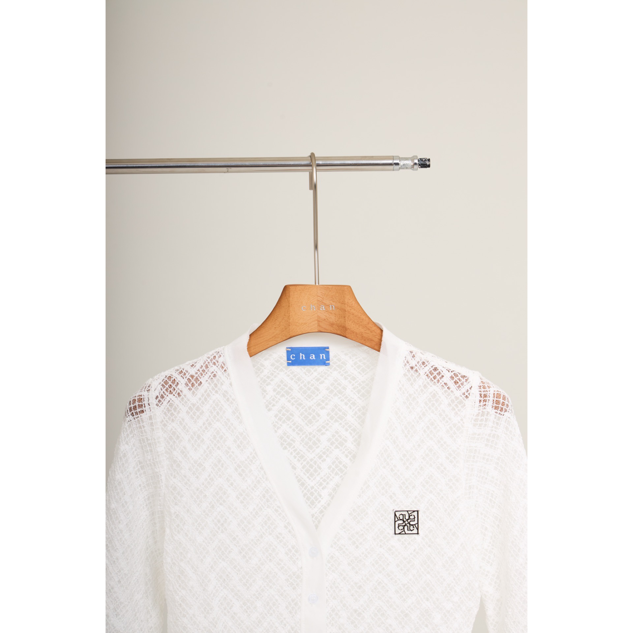 Mesh Knit Cardigan – White