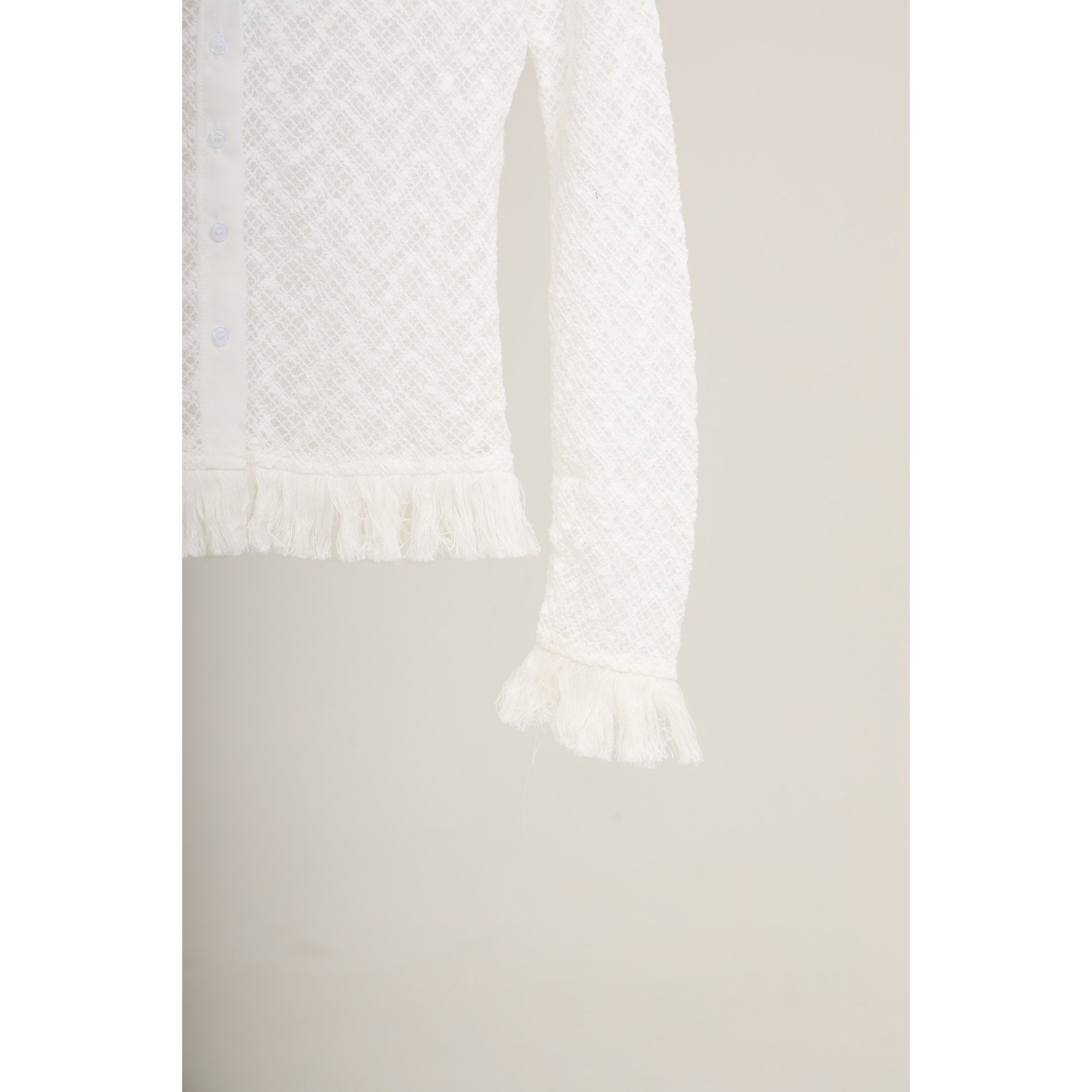 Mesh Knit Cardigan – White