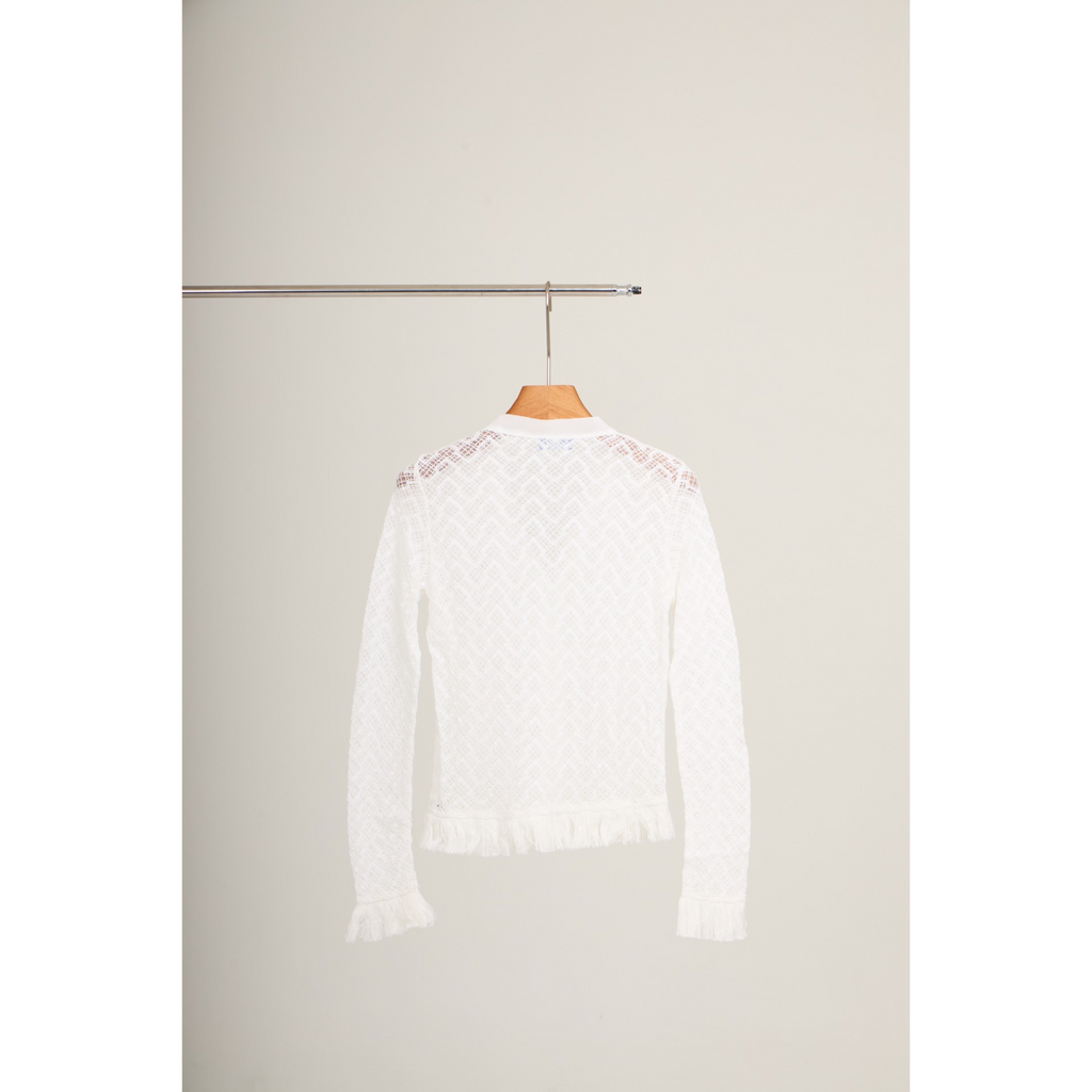 Mesh Knit Cardigan – White