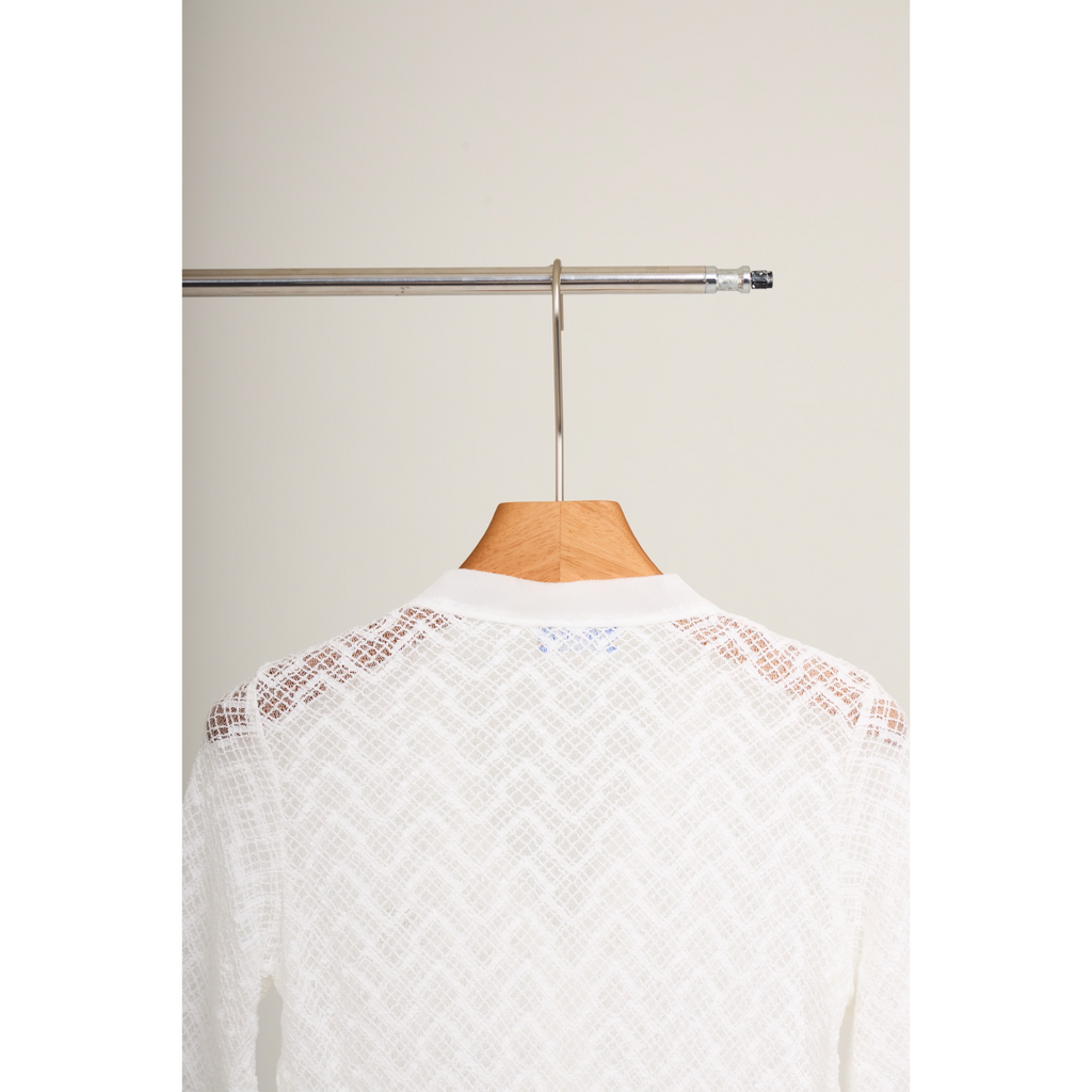 Mesh Knit Cardigan – White