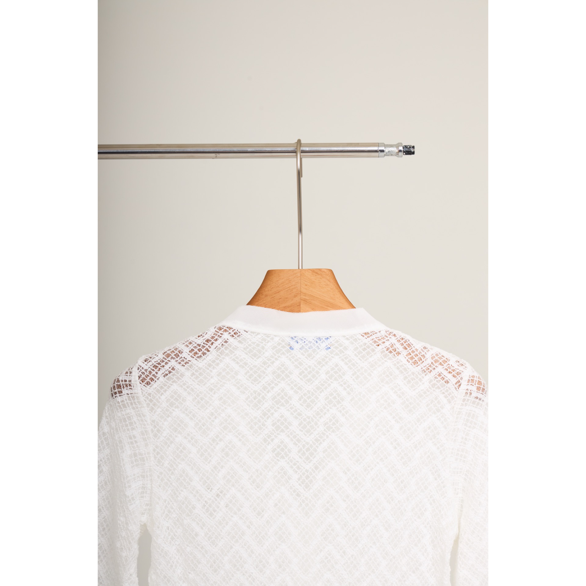 Mesh Knit Cardigan – White