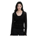 Mesh Knit Cardigan – Black