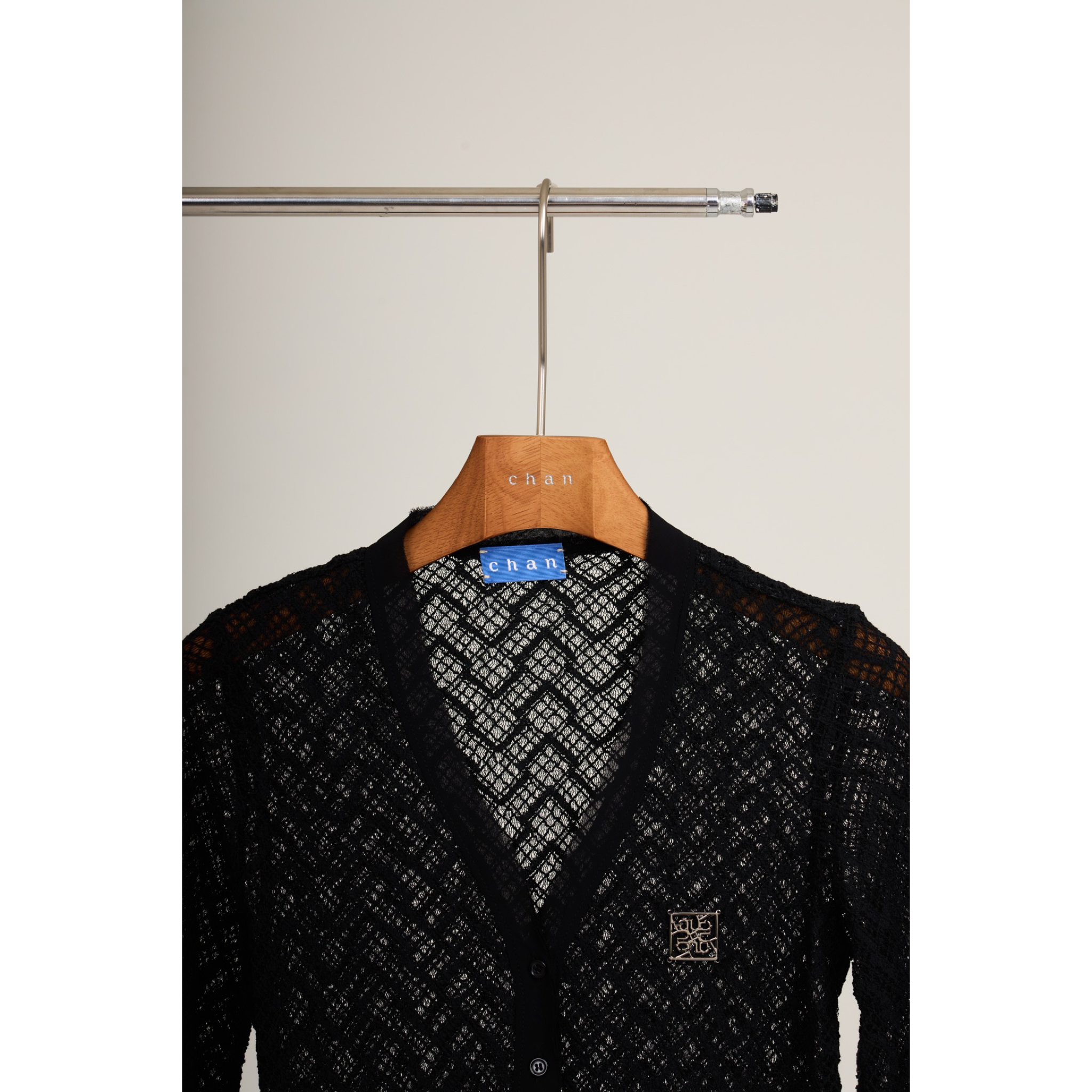 Mesh Knit Cardigan – Black