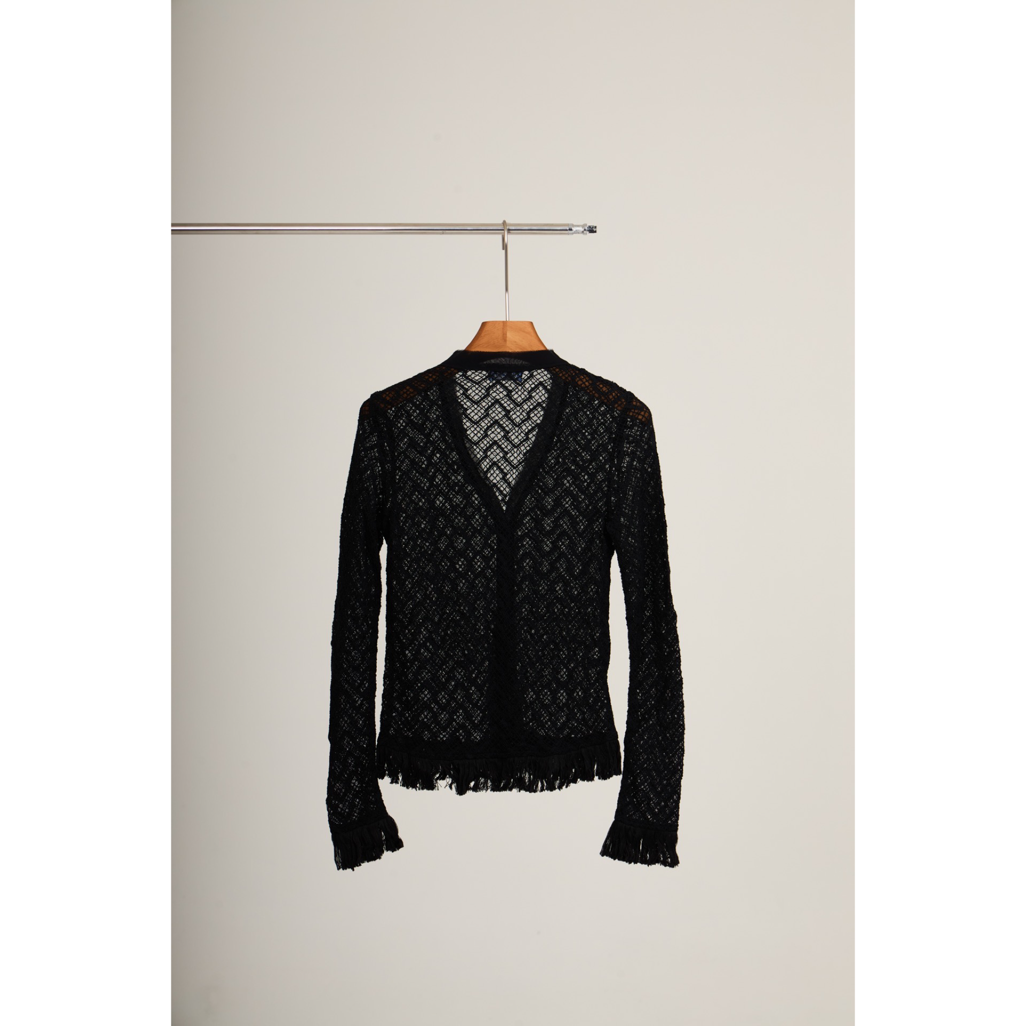Mesh Knit Cardigan – Black