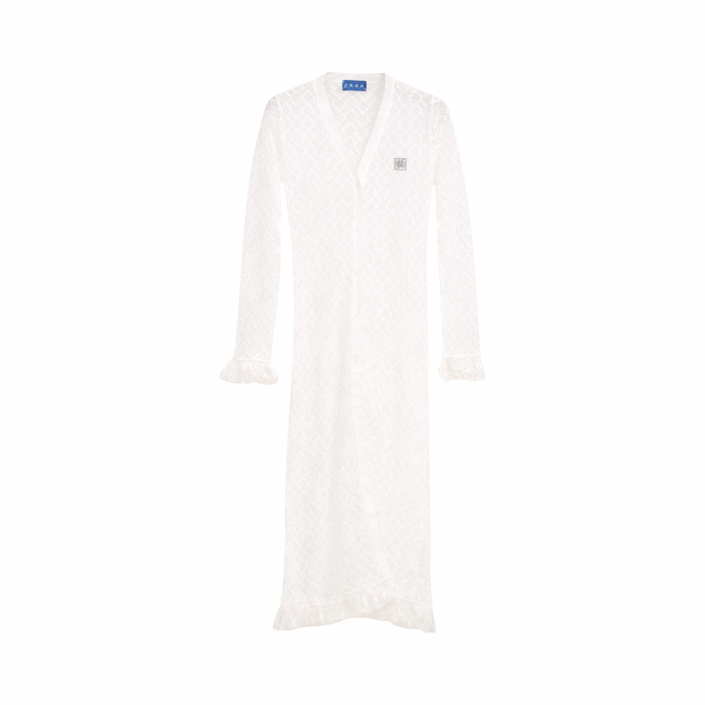 Mesh Knit Maxi Dress – White