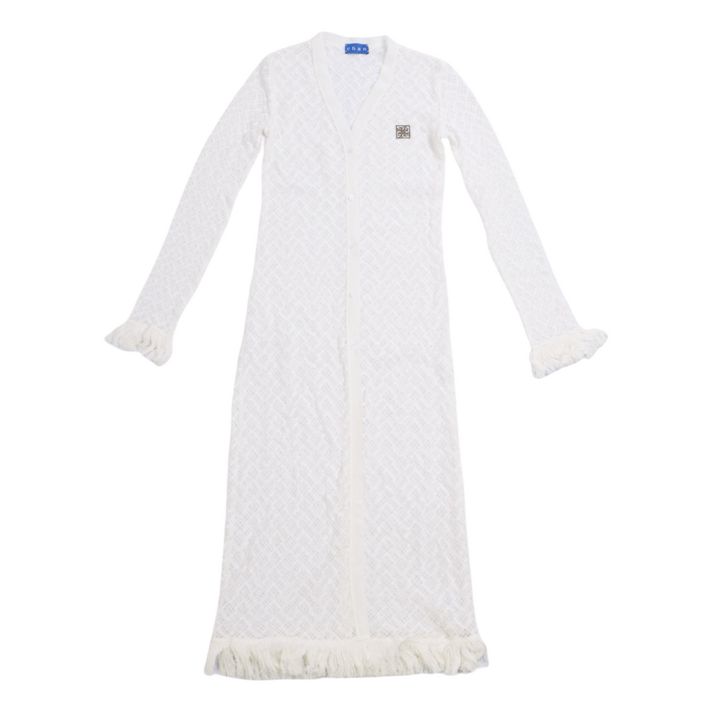 Mesh Knit Maxi Dress – White