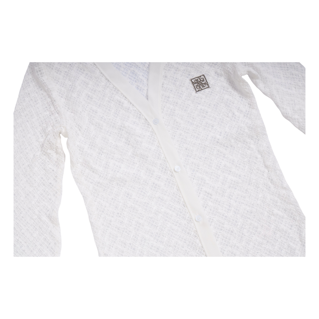 Mesh Knit Maxi Dress – White