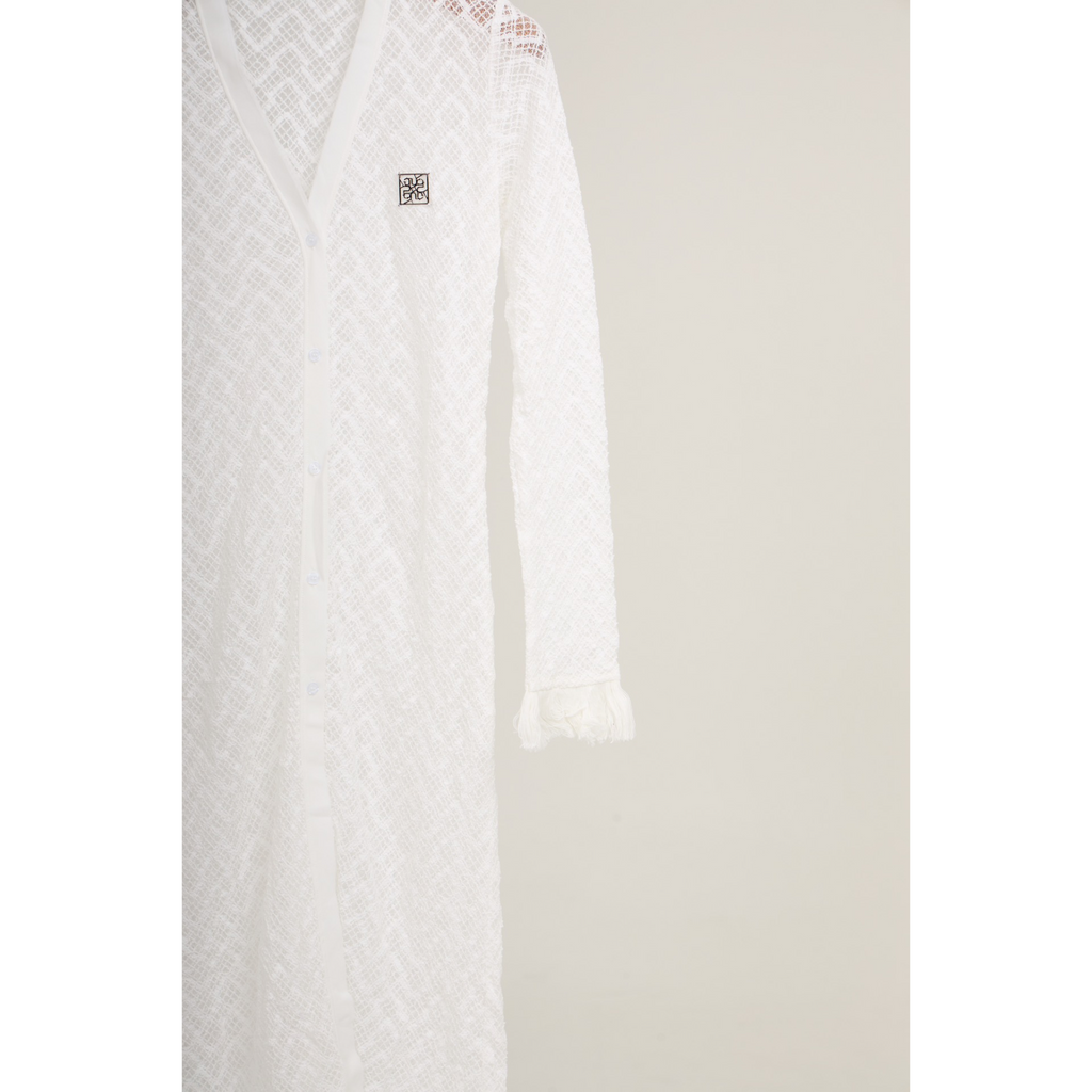 Mesh Knit Maxi Dress – White