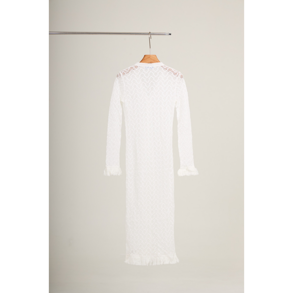 Mesh Knit Maxi Dress – White