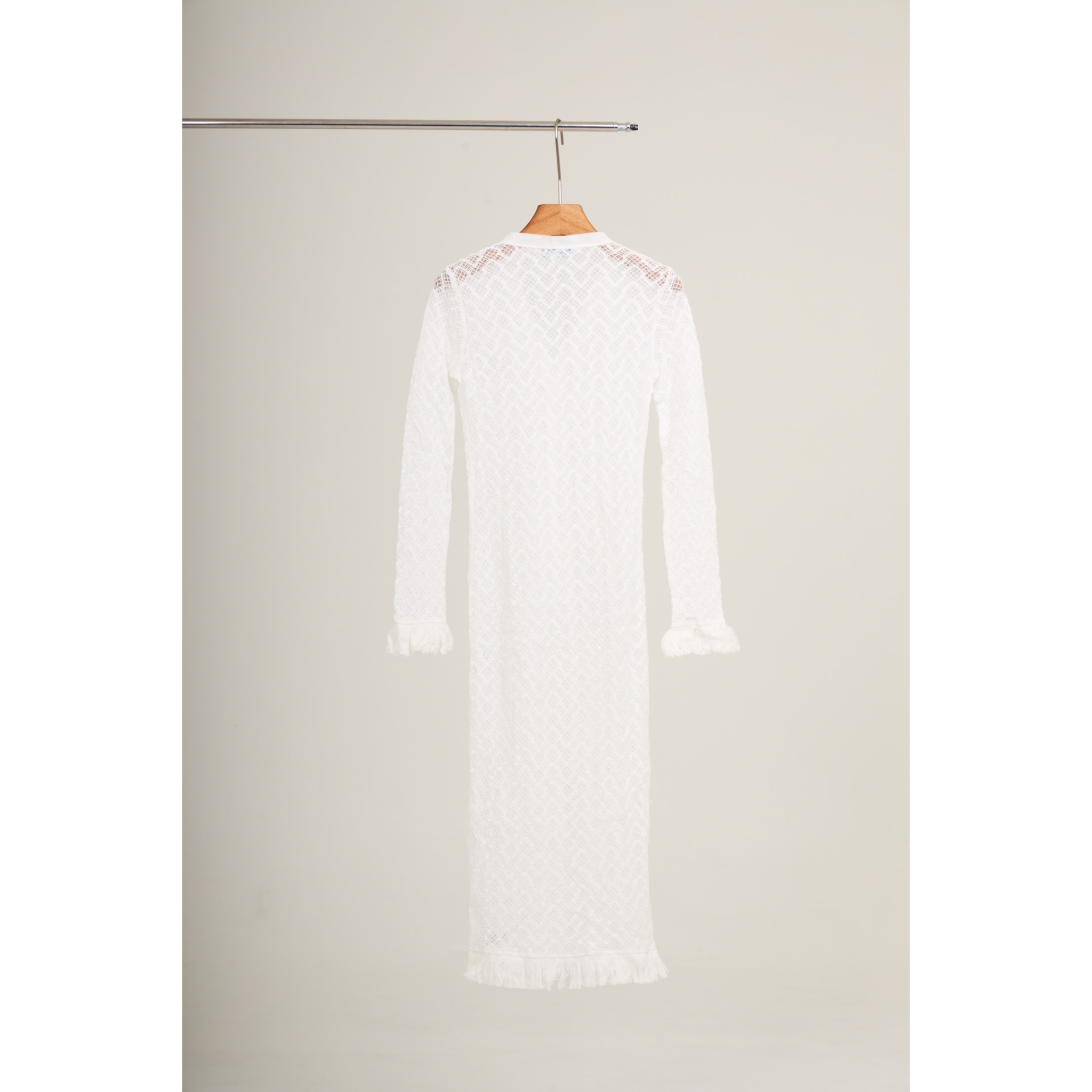 Mesh Knit Maxi Dress – White