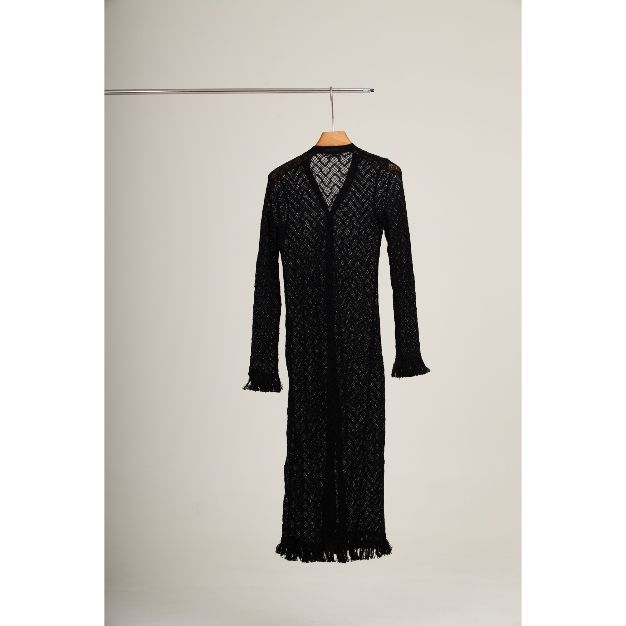 Mesh Knit Maxi Dress – Black