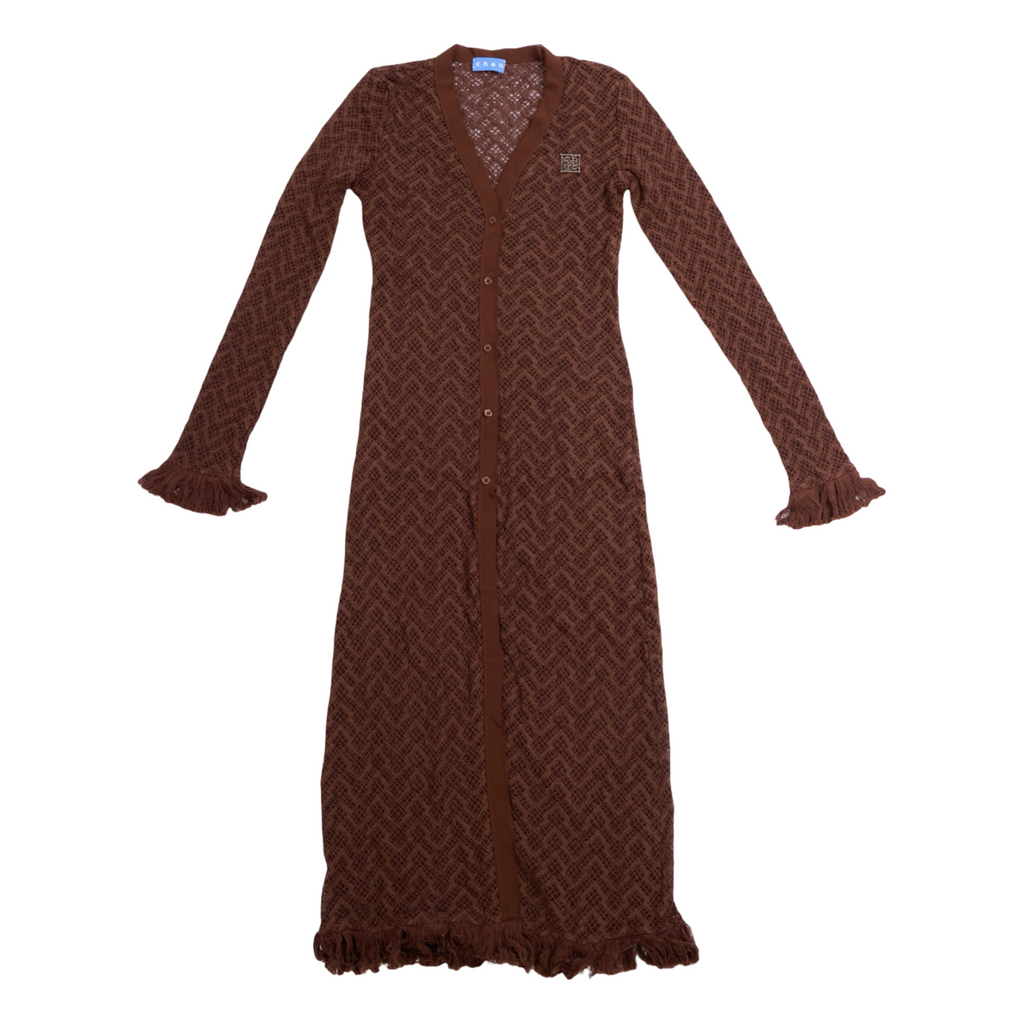 Mesh Knit Maxi Dress – Brown