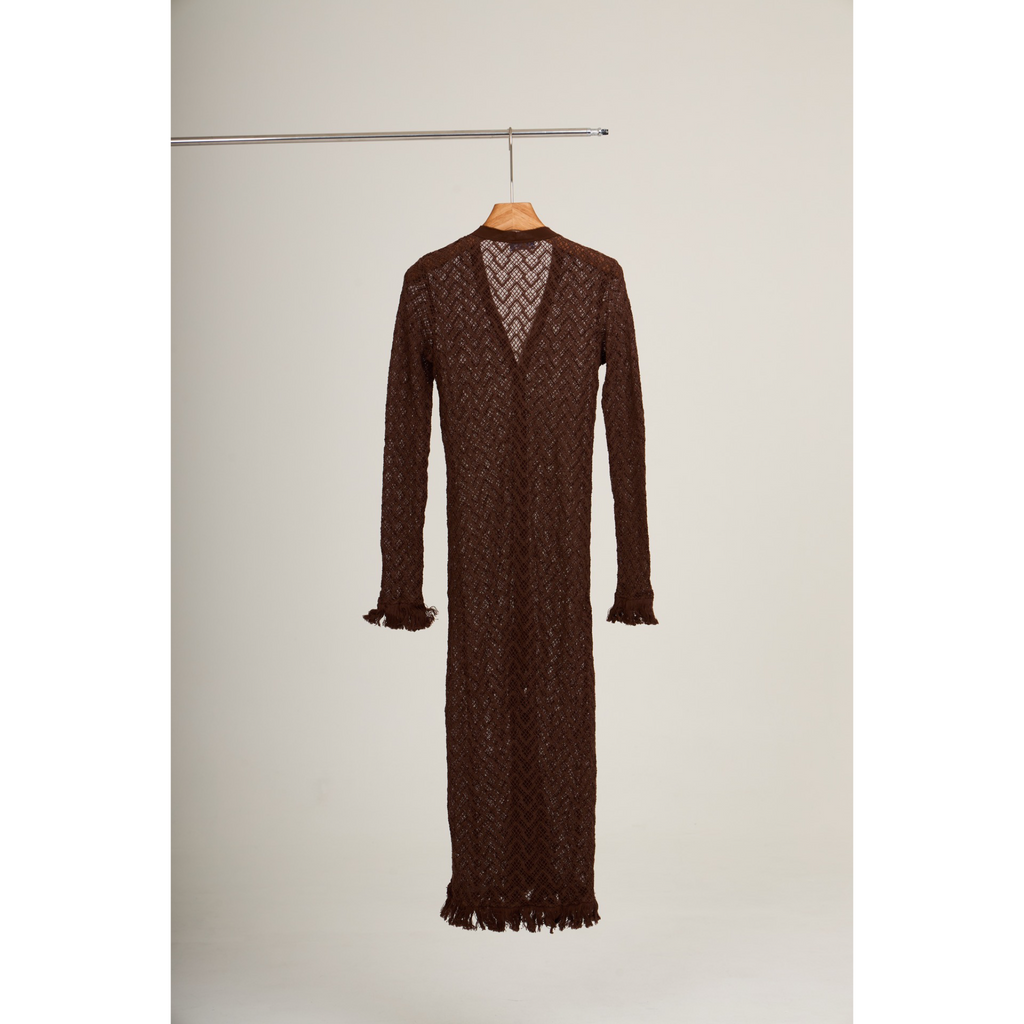 Mesh Knit Maxi Dress – Brown