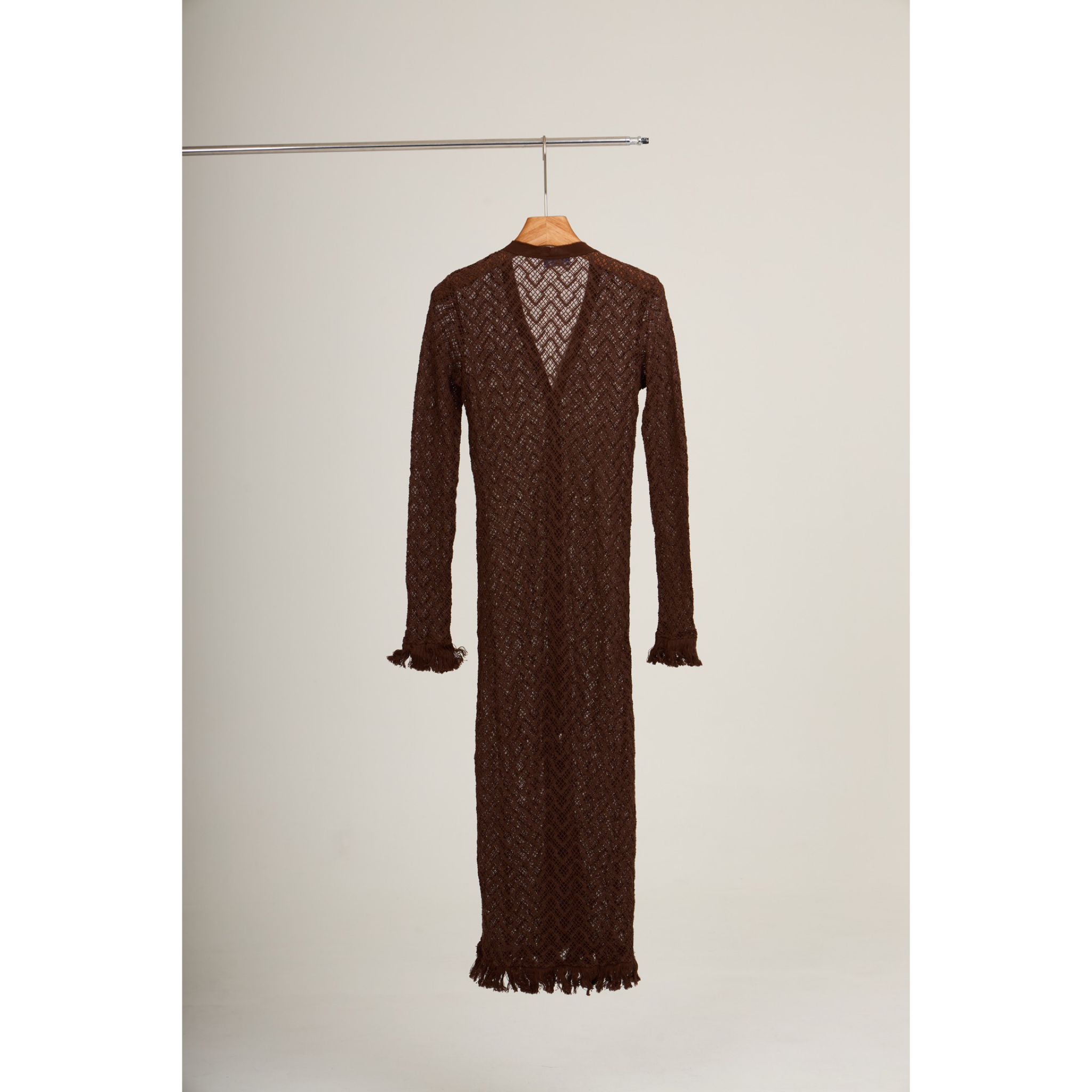 Mesh Knit Maxi Dress – Brown