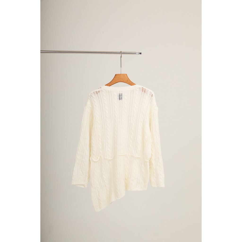 Asymmetric Knit Top – Beige