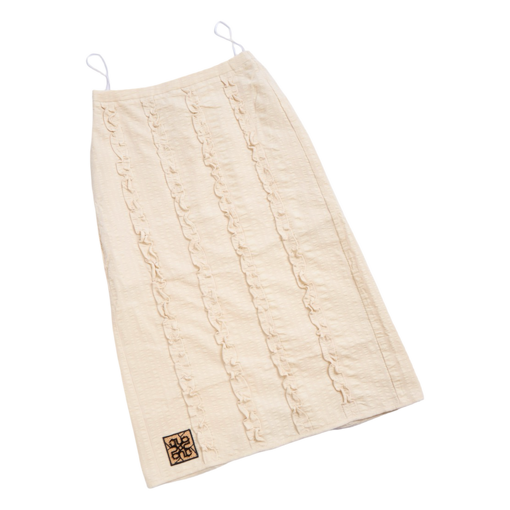 Ruched Midi Skirt – Beige