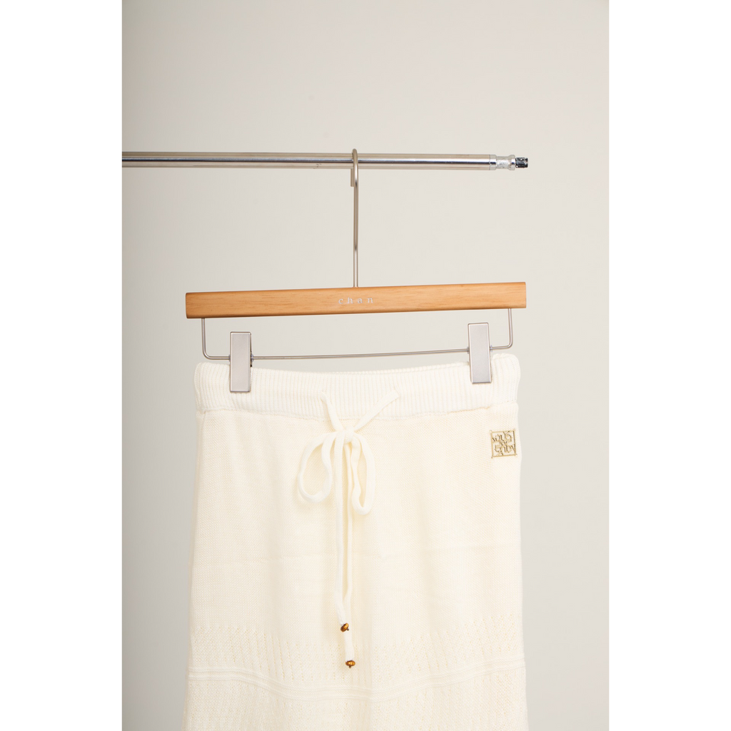 Knit Lace Flare Skirt – White