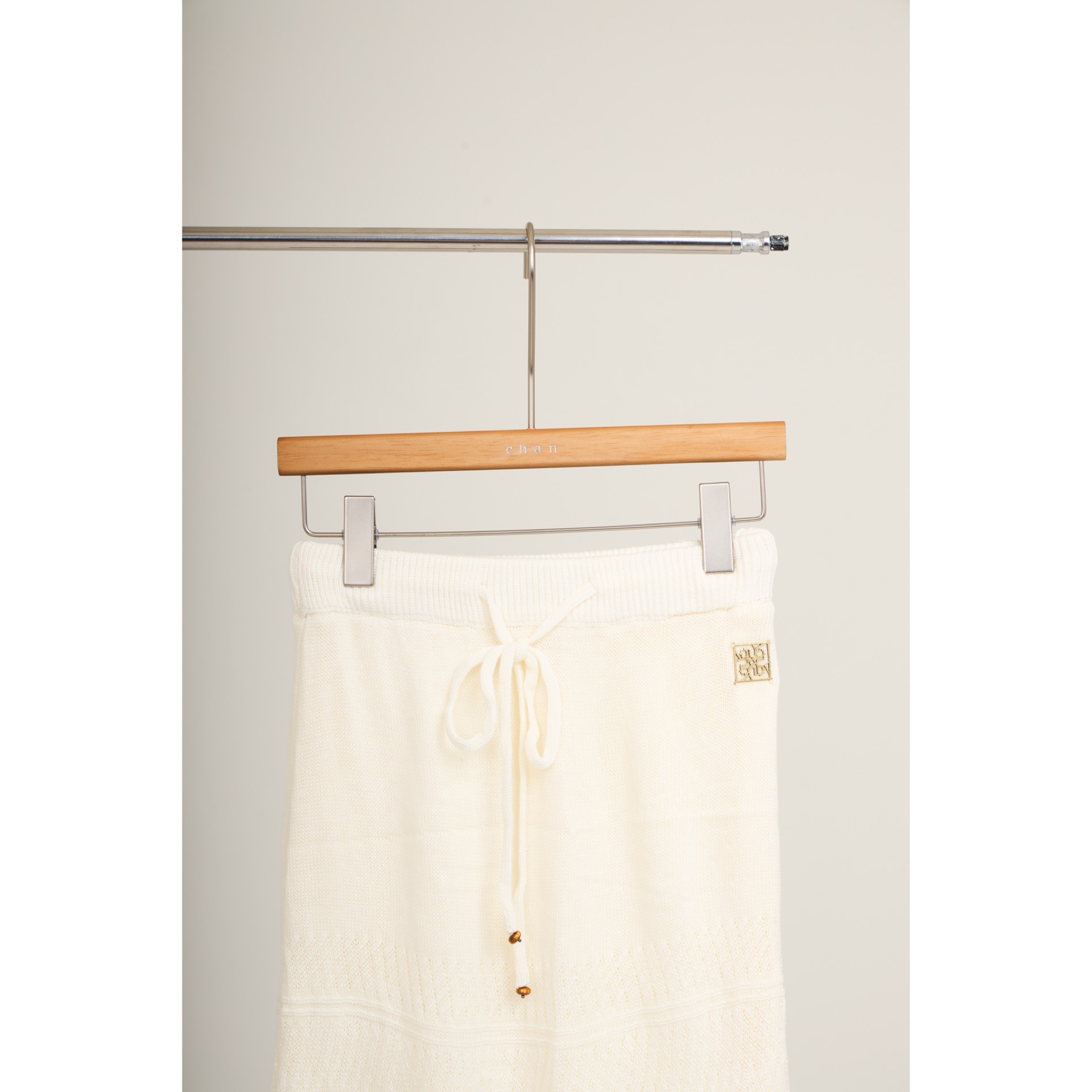 Knit Lace Flare Skirt – White